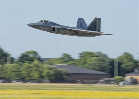 F-22 Raptor performing a high-speed pass