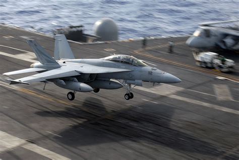 F/A-18 Hornet landing on an aircraft carrier