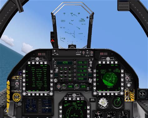 F/A-18 Hornet cockpit with advanced displays and controls