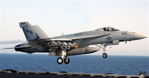 F/A-18 Hornet landing on an aircraft carrier