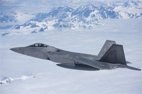 F-22 base amidst Alaskan landscape