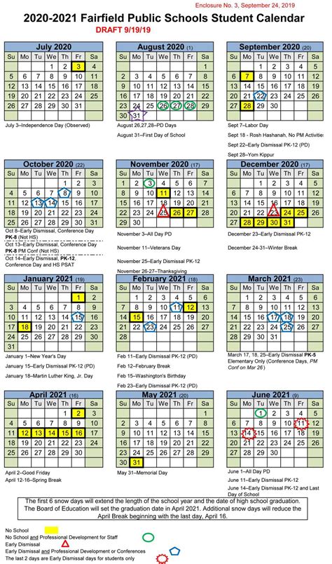 Fairfield Schools Calendar Image 2