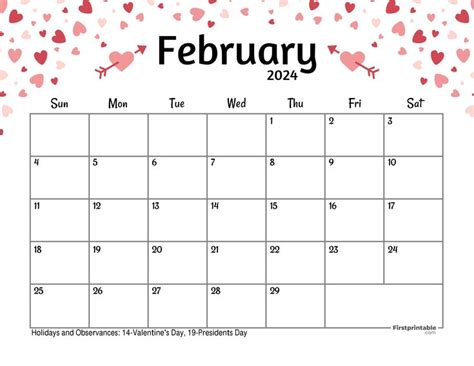 February Calendar Printable Ideas