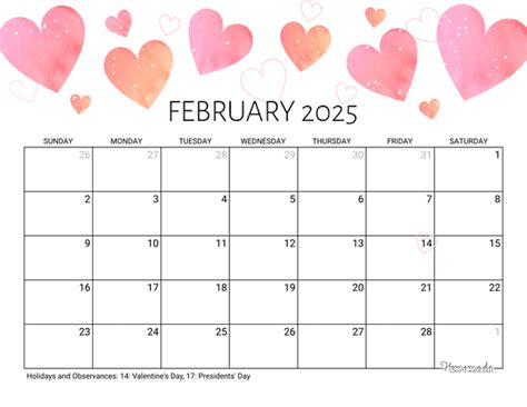 February Calendar Printable Resources