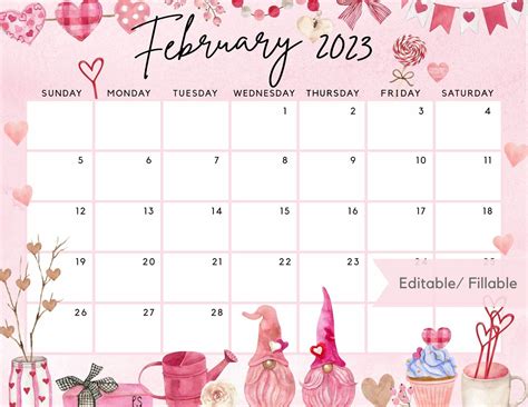 February Calendar Printable Templates