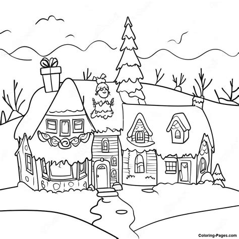 Festive Holiday Village Coloring Pages