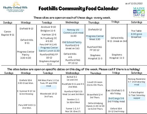 Foothill Community Calendar