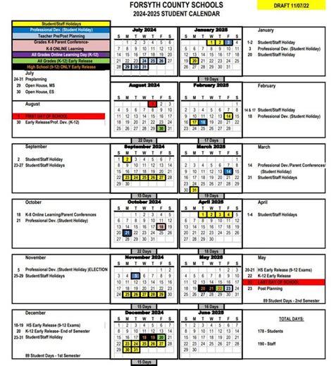 Forsyth County Schools Calendar Example