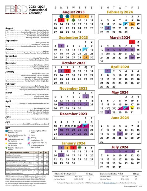 Fort Bend ISD Calendar Image 4