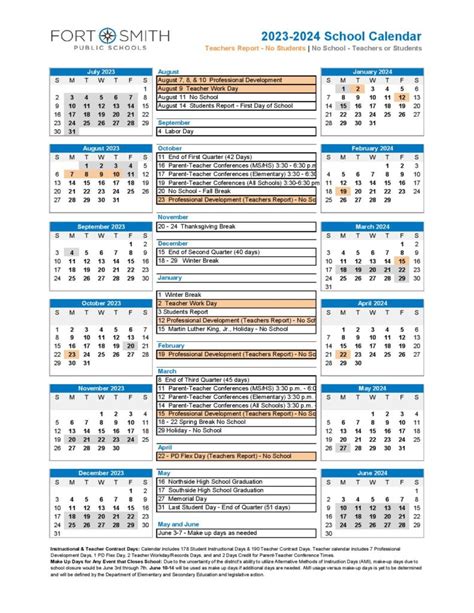 Fort Smith School Calendar Important Dates