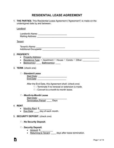 Free Rental Lease Agreement Templates