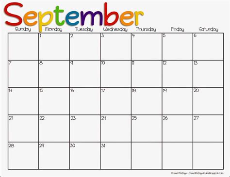 Free September Printable Calendar