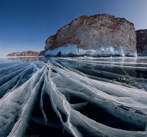 A frozen lake in Russia during winter