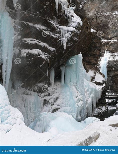 A frozen waterfall in Russia