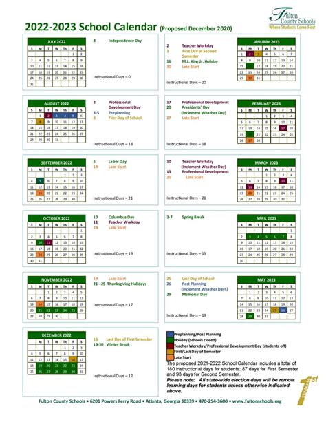 Fulton County Schools Calendar Image 1