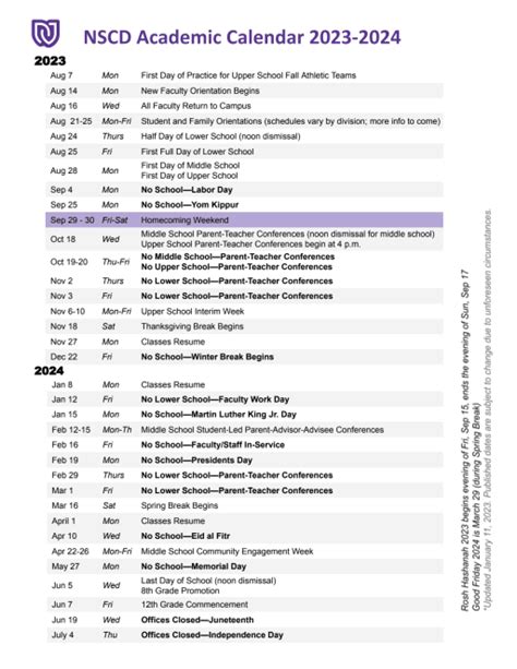 GCU Academic Calendar Organization