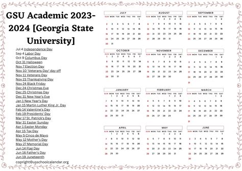 GSU Calendar Image 1