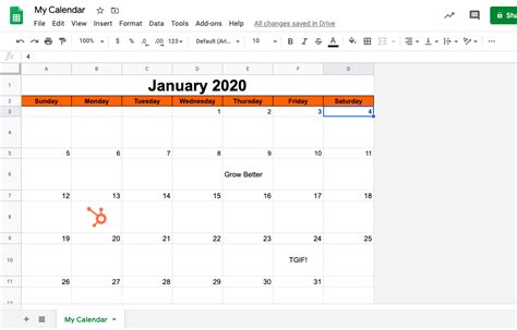 Google Sheets Calendar Designs