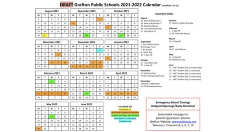 Grafton School Calendar Image 1