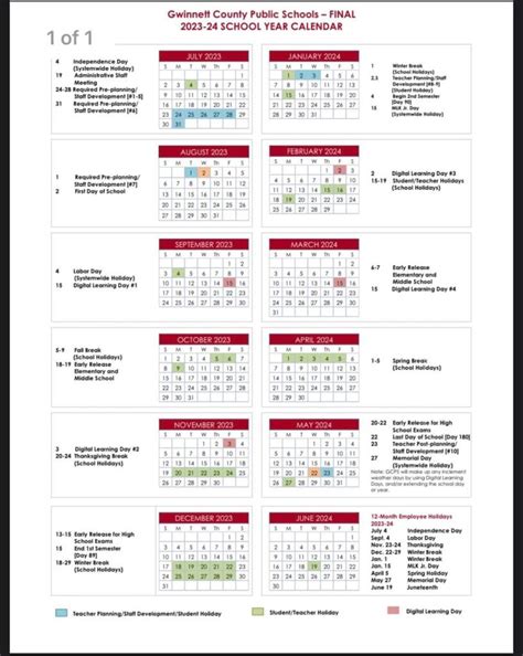 Gwinnett School Calendar Reminders