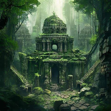 Speculative illustration of a hidden temple on Chinese James Island