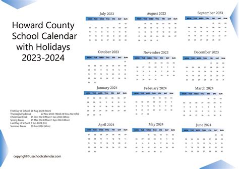 Howard County Schools Calendar Image 2