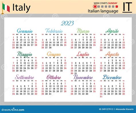 Italian Calendar August