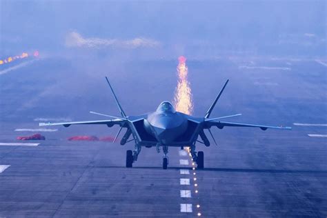 J-20 landing on a runway