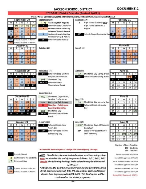 JPS Schools Calendar Overview