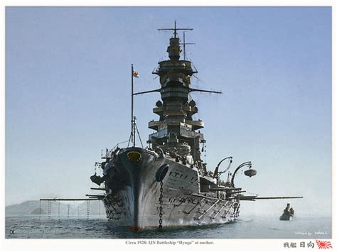 Japanese Battleship Hyuga Bow View