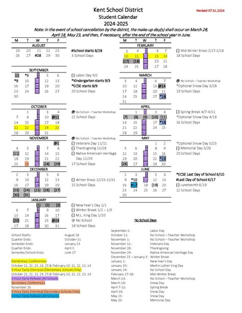 KSD Calendar Information