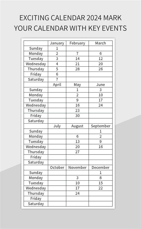 Key Calendar Events