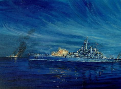 Kirishima under attack by the USS Washington