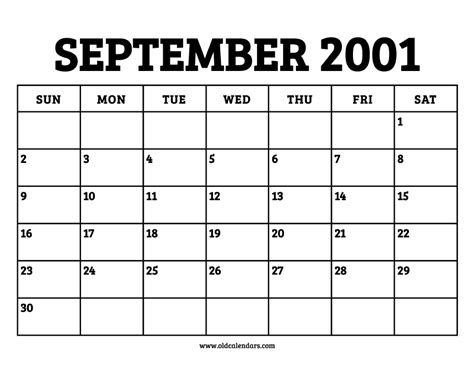 Legacy of the September 2001 Calendar Events