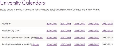 MNSU Calendar Benefits