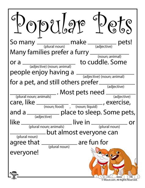 Mad Libs examples for kids