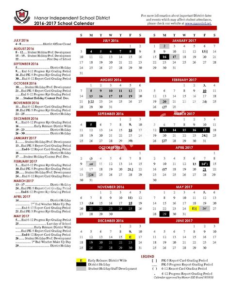 Manor Isd Calendar