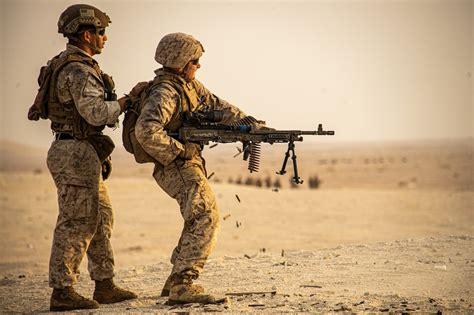 Marine Machine Gunner on the Battlefield