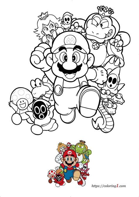 Mario coloring page with Princess Peach