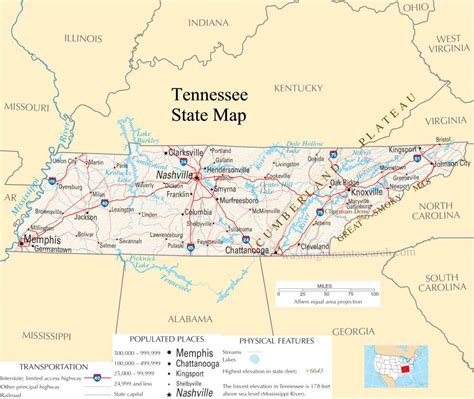 Massachusetts to Tennessee Map