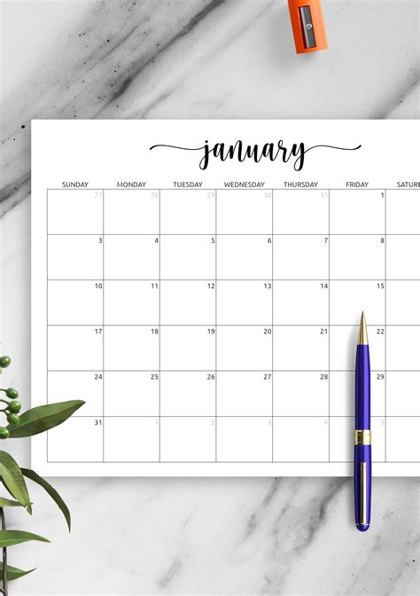 Description of Monthly Calendar Printables