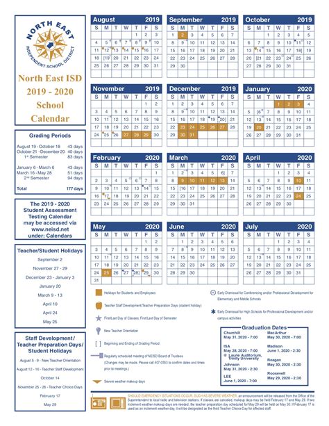 NEISD Calendar Image