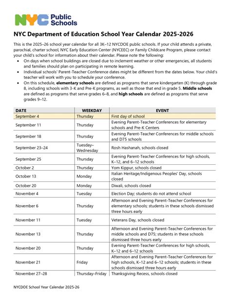 NYC DOE Calendar News