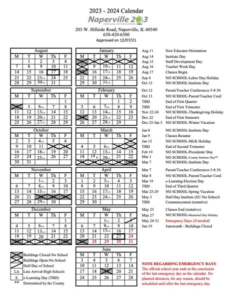 Naperville 203 Calendar Time Management