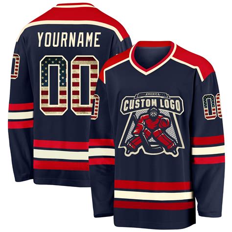 Navy Hockey Jersey Retro Design