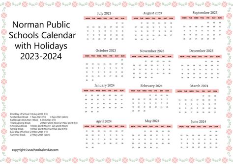 Norman School Calendar Image 7