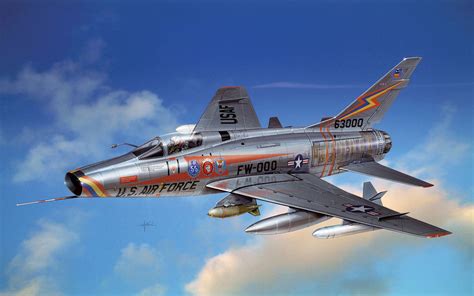 North American F-100 Super Sabre Fighter Jet Drawing