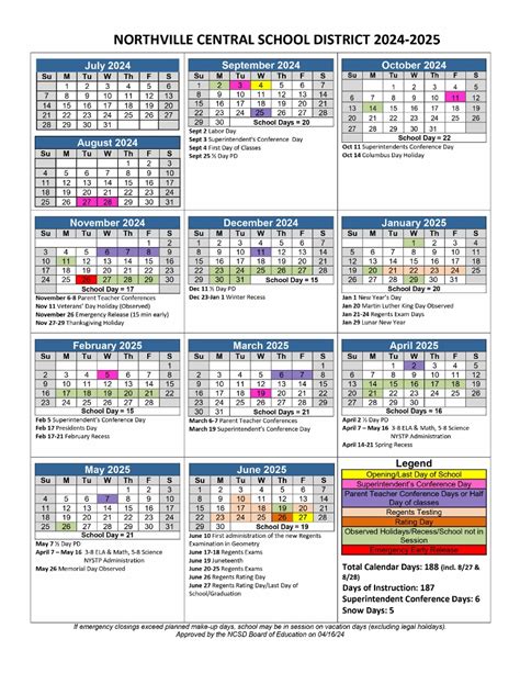 Northville School Calendar Image 1