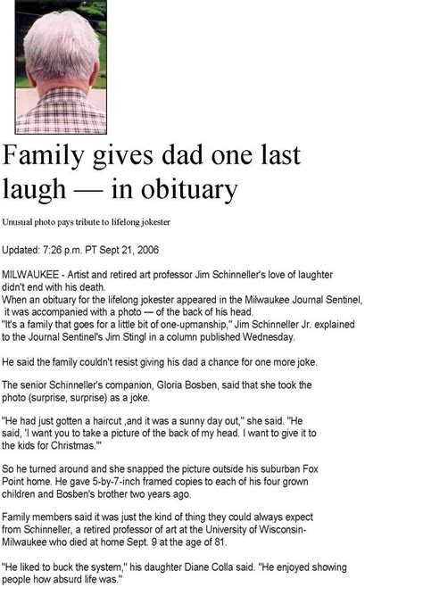 Obituary Example with Photo