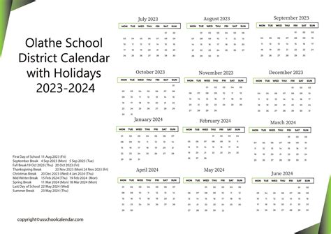 Olathe Schools Calendar Benefits